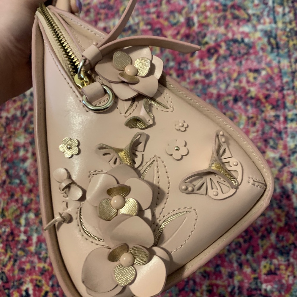 Baby pink butterfly kate spade bowler purse!